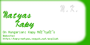 matyas kapy business card